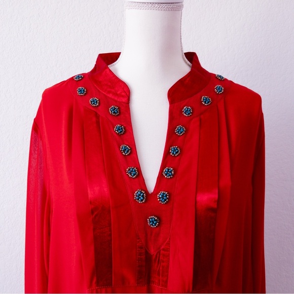 Soft Surroundings Label Noir Red Beaded Tunic Dress Size XL - Picture 5 of 13